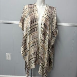 Multi Color Open Front Poncho One Size Fits Most